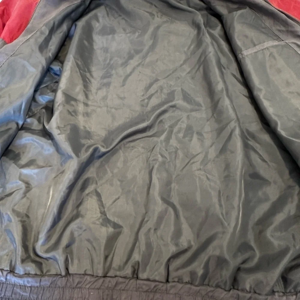 VTG 90s Personal Choice Silk windbreaker jacket grey maroon colorblock jacket